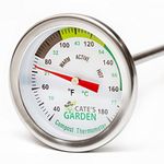 Compost Thermometer - Cate's Garden Premium Stainless Steel Bimetal Thermometer for Backyard Composting - 2 Inch Diameter Fahrenheit Dial, 20 Inch Temperature Probe