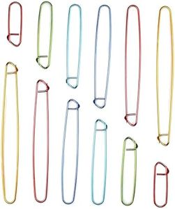 SyiXute 12 Piezas Titulares de Puntadas,6 Tamaño Aluminio Alfileres de Seguridad Agujas Ganchillo,Titulares De Knitting Stitch para Tejer Manualidades de Bricolaje,Color Aleatorio