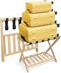 Grow Bou Luggage Rack for Guest Room, Bedroom, Hotel - Natural Bamboo Suitcase Stand, Foldable with 2 Layers - Luggage Racks for Suitcases, up to 150 lbs - Fully Assembled