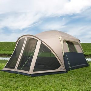 6 Person Camping Tent with Screen Porch, Family Tents for Camping, Water Resistant Large Cabin Tent, Dome Tent Includes Rainfly and Carry Bag, Easy Setup, Big Tent for Camping and Backyard