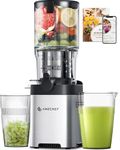 AMZCHEF Cold Press Juicer, 5.4" Juicer Machines with Large Feed Chute for Whole Fruits & Vegetables, Stainless Steel Slow Masticating Juicer Easy to Clean, Large Auger, Double Strainers