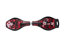 Yetli Plastic Wave Board | Caster Board | Ripstick | Skate Board 30 X 9 Inch With Carry Bag & 80Mm Illuminating Pu Wheels With 100Kg Capacity - Red