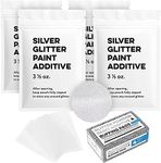 IMPRESA [4 Pack] 3.5oz Silver Glitter Paint Additive & Paint Buffing Pads to Make Your Room Shine - Shimmering Paint Glitter Additive for Walls,Ceilings & Grout - Large Pad for Enhancing Glitter