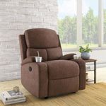 Nilkamal Matt 1 Seater Fabric Manual Recliner with Cup Holder (Cocoa) | 1 Year Warranty | Self Assembly
