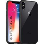 TheGiftKart Ultra-Hybrid Crystal Clear Back Cover Case for iPhone X/XS | Slim Fit Shockproof Design | Camera Protection Bump | Transparent Back Cover Case for iPhone X/XS (PC & TPU | Black Bumper)