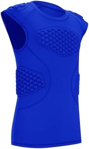 DEVOROPA Youth Football Baseball Padded Shirt Boys Compression Shirts Heart Chest Protector Sleeveless Undershirt Rugby Royal Blue XS