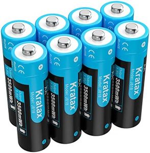 Kratax 1.5V Rechargeable AA Lithium Batteries 8 Pack 3500mWh 1.5 Volt Li-ion Rechargeable AA Batteries, 1600 Cycles Long Lasting, Constant Voltage for Xbox Controller, Toy-Charger NOT Included