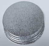 Art of Cake, Round Turned Edge Cake Cards/Double Thick 6in Round Cake Board Silver Fern Covering (3mm Thick) 6 in/ 150mm (Pack of 5