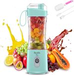 BlendLife Pro Portable Blender With Sipper for Juices, Shakes, Smoothies, Baby Food, Crushes Hard Ingredients, 210W Motor, 4000mah USB Rechargeable Battery, 400ml, 1-Year Warranty - Mint