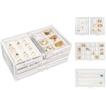 ProCase Large Acrylic Jewelry Box Earring Holder Organiser with Drawers, Clear Jewelry Storage Case with Velvet Trays for Earring Ring Necklace Bracelet, 11 x 6.3 x 4.52 Inches - Warmwhite,3 Layers