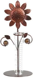Topadorn Metal and Glass Easy Read 7 inch Garden Rain Gauge,Sunflower