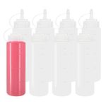 Belinlen 8pack 12oz Plastic Condiment Squeeze Bottles with Twist On Cap Lids and Discrete Measurements, Plastic Squeeze Squirt Bottles for Ketchup, Sauce, BBQ, Pancake Art Dispenser, and More