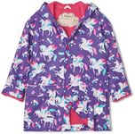 Hatley Girls' Button-Up Printed Rain Jacket, Rainbow Winged Unicorns, 8 Years