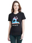 MY LIFE MY YOGA Women's Cotton Regular Fit Yoga Gym/Sports Activewear T-Shirt - Peace (MLMY14_M, Black, 38)