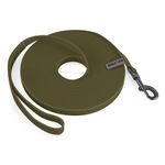 Wolfone 50ft Army Green Long Leash Waterproof Training Dog Leash， Durable Easy Care Leash Fit for Recall， Swimming， Camping， Beach， Hunting， Walking