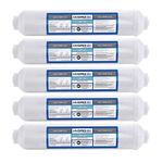 5 Pack - Hydronix ICF-10 Reverse Osmosis Post Polishing, Fridge & Ice Inline Coconut GAC Water Filter, 2000 Gal 1/4" NPT