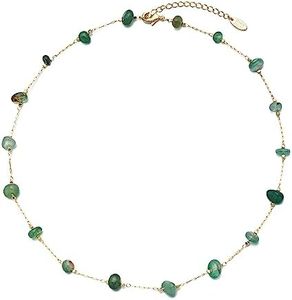 JURYLOO Beaded Choker Necklaces, Handmade Healing Crystal Stone Choker Colorful Bohemian Gemstone Necklaces Gold Summer Beach Choker Necklaces for Women CK-Green-Aventurine