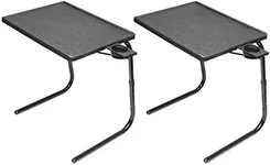Table-Mate II Folding TV Tray Table and Cup Holder with 6 Height and 3 Angle Adjustments The Original TV Tray (Black, 2-Pack)