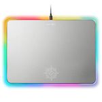 ENHANCE Metal LED Gaming Mouse Pad - Metal Mouse Pad with Large Aluminum Alloy Surface, Multi-Color Transparent Edges, Non-Slip Rubber Grip, & Sleek Precision Tracking for Esports - Silver