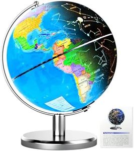 JOWHOL 8'' Illuminated World Globe with Constellation Night Light, Easy to Read HD Text Educational Earth Globe for Children with Heavy Stand, Student Kids Geography Gift