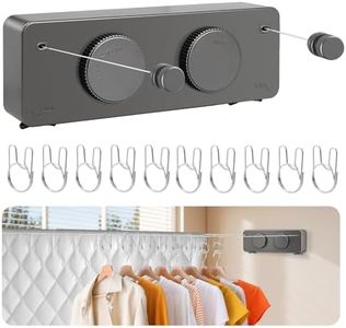 Retractable Clothesline Indoor, Non-Sagging Twin Clothes Line Outdoor,Heavy Duty Clothes Drying Laundry Line,Wall Mounted Stainless Steel Double Clothesline for Balconies, Bathroom - 2 * 13.8ft (Gray)