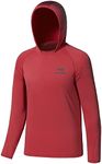 BASSDASH Youth UPF50+ Performance T Shirt with Hood Long Sleeve Fishing Hiking Sun Shirt FS03Y Watermelon Red