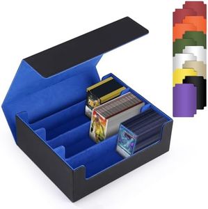 Xaosin Caja Cartas para 1800+ Cartas Magnetic Flip Box Deck Box Magic Grande Caja de Cartas con 12 Divisores Caja de Coleccionista de Cartas para Cartas de Magic Commander TCG MTG YuGiOh Negro
