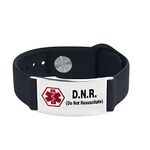 LSxAB Medical Alert D.N.R. Do Not Resuscitate ID Bracelet for Mens Women Emergency First Aid Seniors Health Alarm Adjustable Silicone Wristband Bracelets