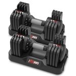 EnterSports 18kgx2 Adjustable Dumbbells, Adjustable Space Saving Dumbbells，Adjustable Dumbbells with Non-Slip Handle,5 Weight Levels-2-18kg, 5-IN-1 Set Work Dumbbells,Home Gym Equipment