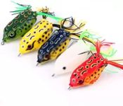 VASADIGITAL 5 Pcs Frog Fishing Lure Bass Topwater Frog Lures Kit - Hollow Body 3D Eyes Frog Lure Weedless Swimbait with Hook - Bass, Pike, Snakehead - Freshwater - Multicolor