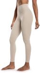 POSHDIVAH Women's Yoga Leggings High Waisted Cloud-Feeling Workout Lounge Soft No See Through Pants 25" for Running Athletic Gym Khaki X-Large