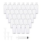 30PCS 100ML Transparent Travel Bottle Plastic Travel Bottles Flip Cap Empty Containers Bottles with 6pcs Funnels and 2 Sheets Labels for Travel or Cosmetic