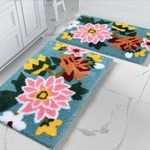 Roseate Nature Super Soft (40x60 cm) Microfiber Solid 2000 GSM Bath Mat Super Absorbent Anti-Skid Mats for Bathroom/Bedroom/Kitchen/Door Mat/Floor Mat (Multicolour) Pack of 2