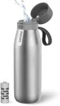 Philips GoZero Everyday Insulated Stainless Steel Water Bottle with Philips Everyday Tap Water Filter BPA Free Transform Tap Water into Healthy Tastier Water Keep Drink Hot/Cold, 32 oz, Stainless