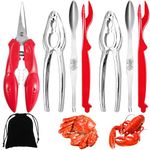 Artcom 8 Piece Seafood Tools Set - 2 Crab Crackers, 2 Lobster Shellers, 2 Wide Crab Forks, 1 Seafood Scissors and 1 Storage Bag