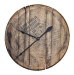 Authentic Reclaimed Bourbon Whiskey Barrel Head Clock - Comes Ready to Hang … (Natural Oak)