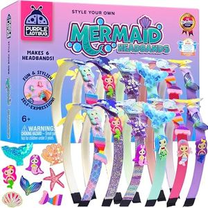 PURPLE LADYBUG Mermaid Headband Making Kit - Mermaid Hair Accessories for Girls 6-8 Years Old - DIY Hair Kit for Girls - Mermaid Crafts for Girls Ages 6-8, Stocking Stuffers for Girls Christmas Gifts