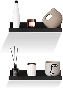 GEEZY Set of 2 Floating Wall Shelves Picture Ledge Display Racks Book Hanging Shelf (Black, 30 x 10 x 5 cm)