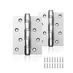 AOLISHENG Door Hinges 4 inch 100mm Heavy Duty Ball Bearing Stainless Steel Chrome Butt Silver Door Hinges for Wood Internal 1 Pairs