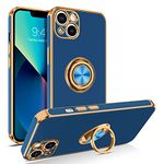 BENTOBEN iPhone 13 5G 6.1 Inch Phone Case, Slim Fit 360Ã‚° Ring Holder Shockproof Kickstand Magnetic Car Mount Supported Protective Women Girls Men Boys Case Cover, Blue