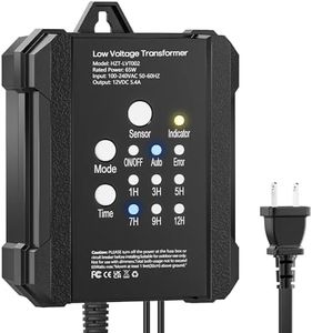 HIBOITEC 65W Low Voltage Landscape Transformer, Outdoor Lighting Transformer with Photocell Sensor and Timer, 120V AC to 12V DC Weatherproof Transformers for LED Lights Spotlight Pathway Light