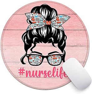 ZHANTUONE Nurse Life Round Mouse pad with Non-Slip Rubber and Stitched Edges Desk Accessories Office Gifts for Women Friends Besties Daughter Graduation Friendship Birthday Gifts