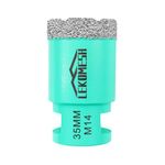 Diamond Core Drill Bits 35MM - Diamond Hole Saw for Porcelain Ceramic Tile Marble Granite Stone Quartz Vacuum Brazed Diamond Drill Bits M14 Thread for Angle Grinder LEKOMESH