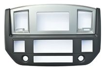 Dodge Ram SLATE GREY Black and Silver Aftermarket Stereo Radio Double Din Dash Install Kit 2006 2007 2008 2009 (w/Steering, Silver)