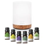 ASAKUKI 300ml Aroma Diffuser for Essential Oils with 6Pcs*10ml Pure Essential Oil Gift Set, Cool Mist Essential Oil Diffuser with 4 Timer Setting, 15 Color Lights, Auto Shut Off