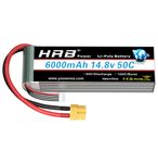 HRB 14.8V 6000mAh 4S Lipo Battery Pack 50C with XT60 Plug for RC Airplane, RC Helicopter, RC Car, RC Truck, RC Boat