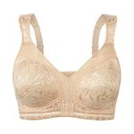 WingsLove Women's Full Coverage Non Padded Comfort Bra Minimizer Wire-Free Bra, Deep Nude, 38D