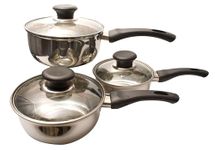 PRIMA 3pc Stainless Steel Cookware Set 14,16,18cm, Silver, Variety Pack