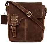 J. Wilson London Genuine Leather Handmade Mens Women Flapover Everyday Crossover Shoulder Work iPad Messenger Bag (Distressed Reddish Brown)