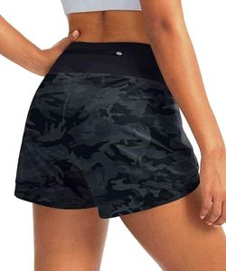 Women's Running Shorts High Waisted Quick-Dry 3 Inch Gym Workout Athletic Shorts for Women with Zipper Pocket(Grey Camo, XS)